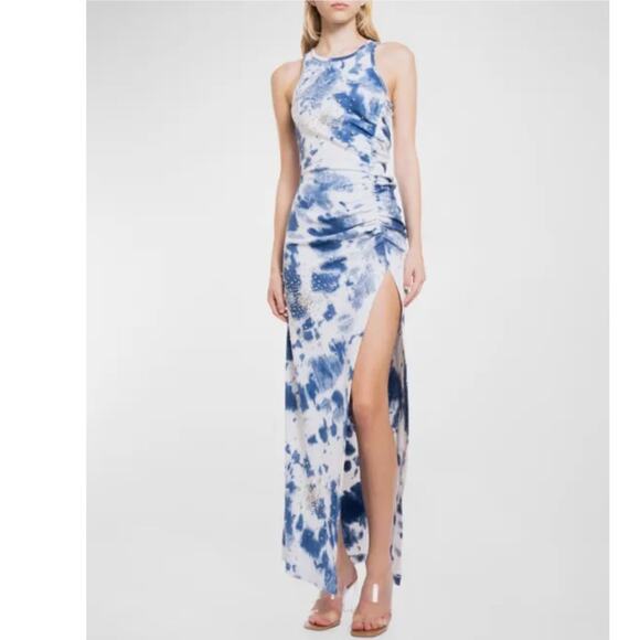 New DES PHEMMES Crystal-Embellished Tie-Dye Maxi Dress Women’s SIZE 2 (38)